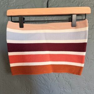 La Hearts Striped Crop Top in Cream and Burgundy